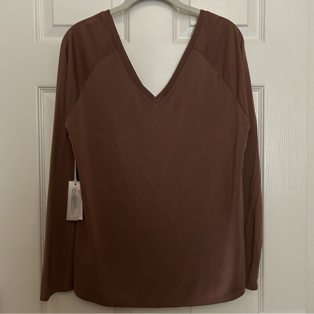 Another Love Brown V-Neck Top